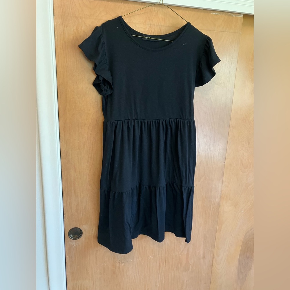 Black Flutter Sleeve Dress